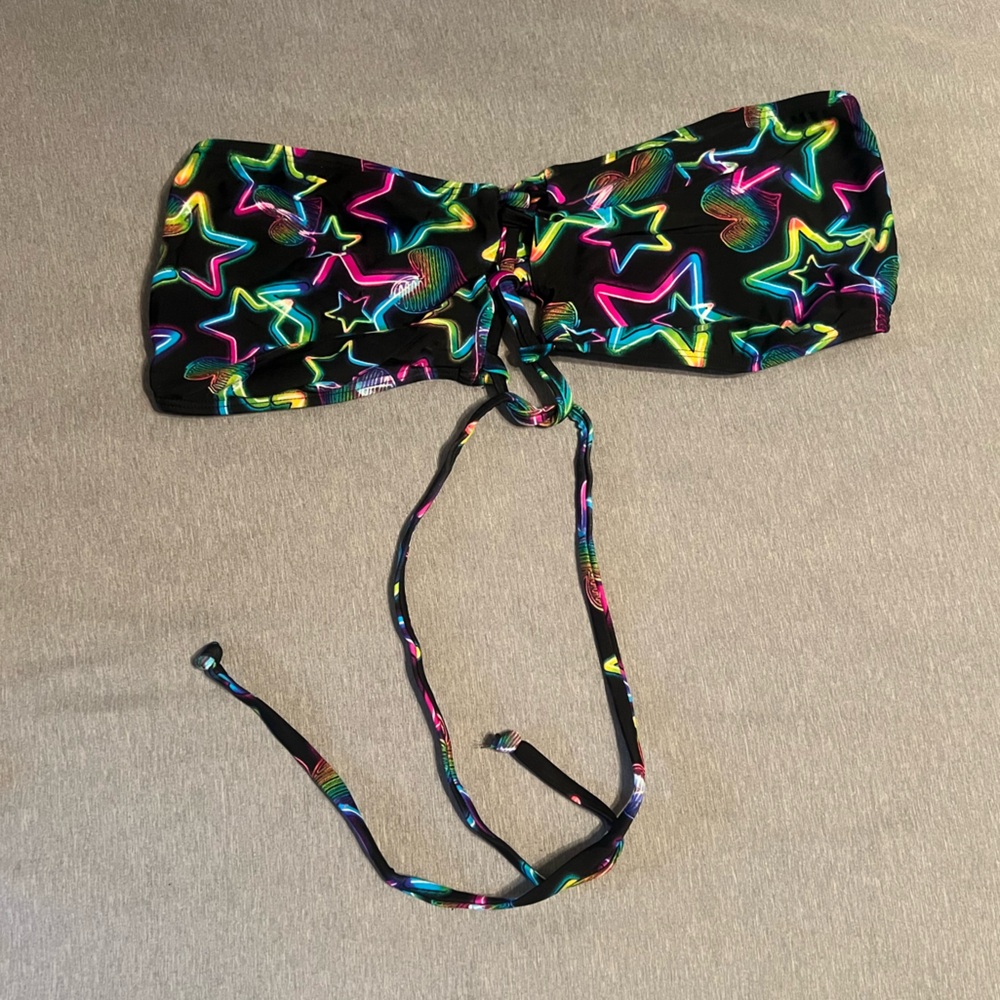 Neon Star Print Bikini Top